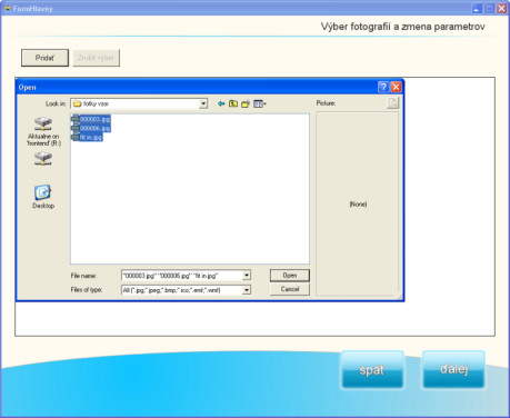 Výber fotografií na spracovanie